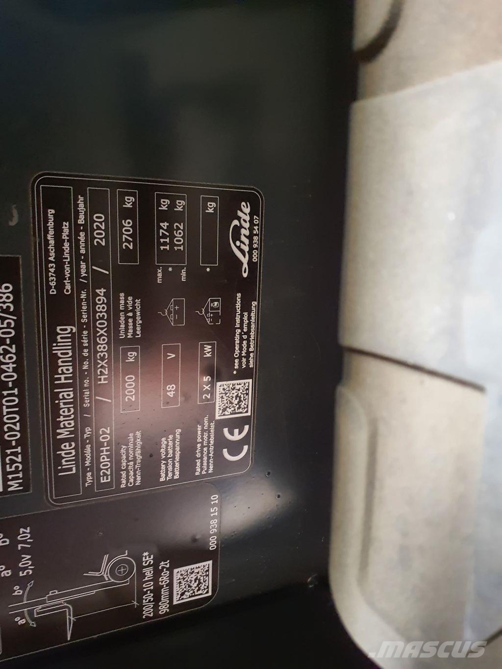 Linde E20PH شاحنات ذات رافعات شوكية تعمل بالكهرباء