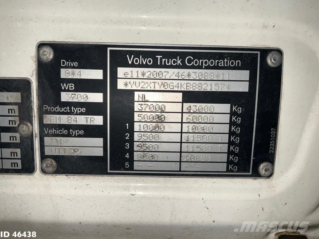 Volvo FMX 460 8x4 Euro 6 HMF 19 Tonmeter Z-kraan Hook lift trucks