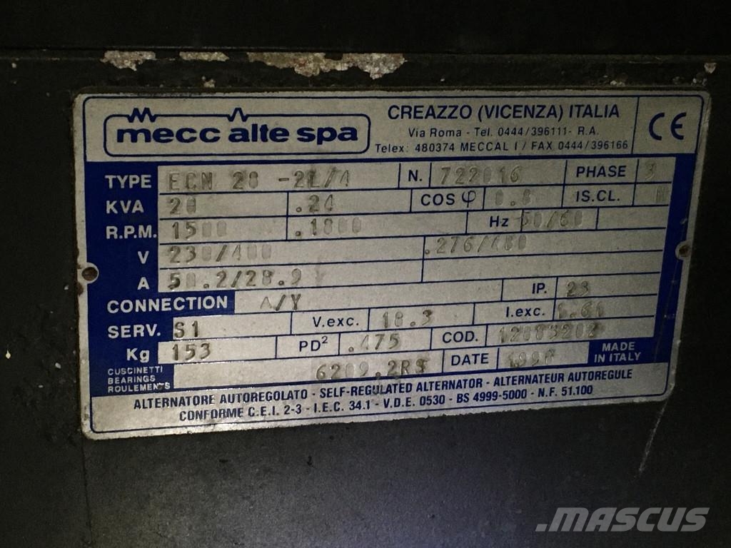 Lombardini LDW 2004 GENERATOR 20 KVA USED Dieselgeneratorer