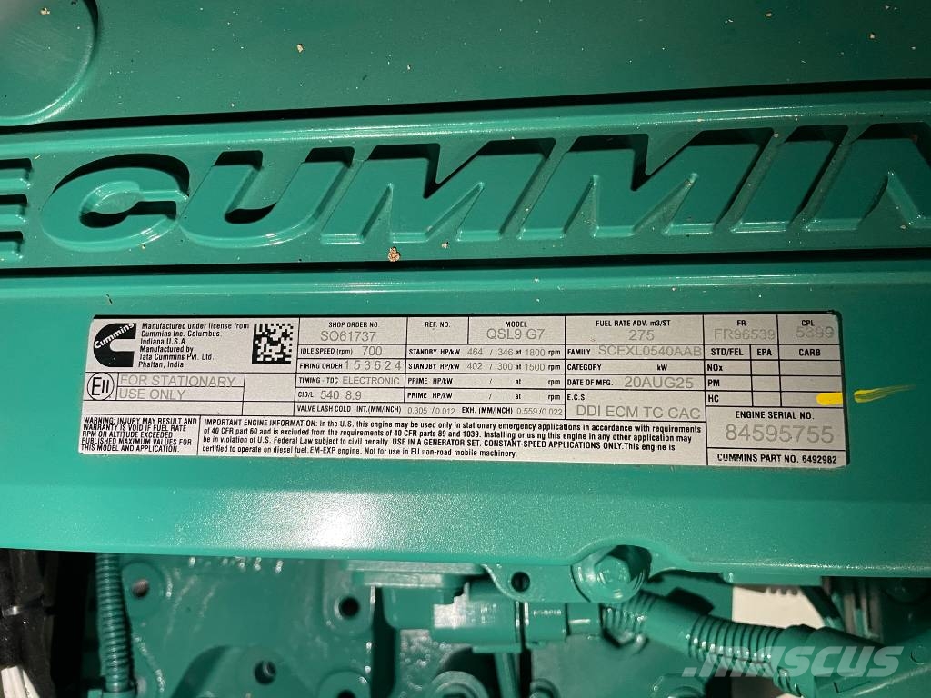 Cummins C330D5EQ - 330 kVA Generator - DPX-18516-Q ディーゼル発電機