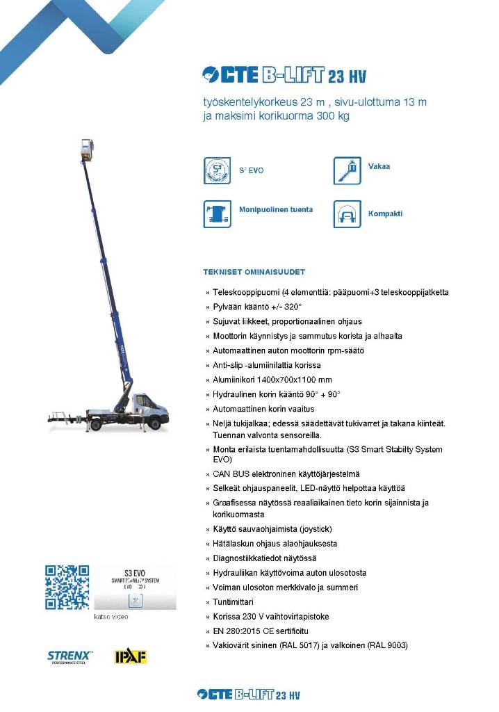 CTE B-LIFT 23 HV المنصات الهوائية المثبتة على شاحنة