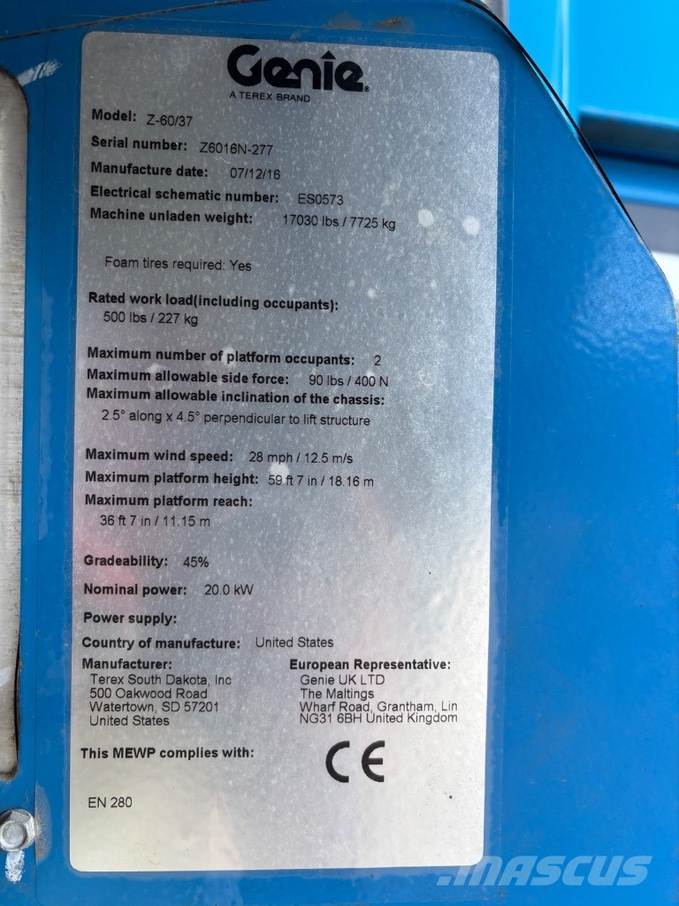 Genie Z 60/37 FE Leddede bomlifter