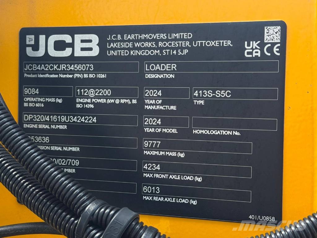 JCB 413 S / 50km/h / Aurasähkö / P-Kamera / Hebonilube Ładowarki kołowe