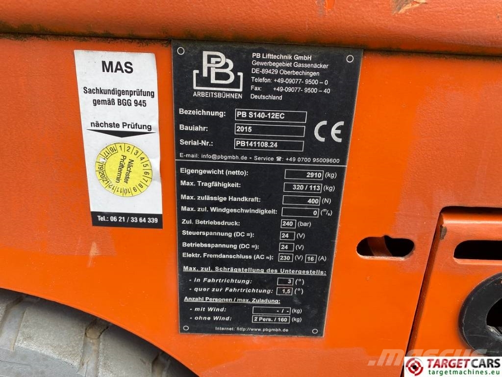 PB Lifttechnik S140-12EC Electric Scissor Work Lift 1380cm Saksilavat