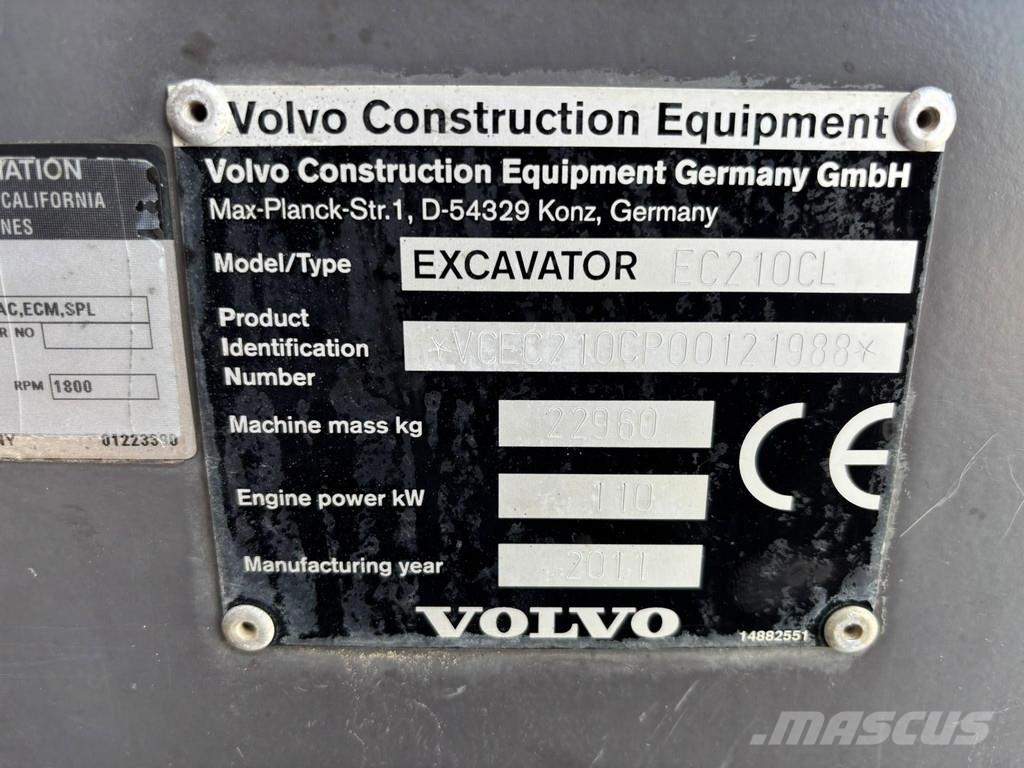 Volvo EC 210 CL TILTROTATOR / CENTRAL LUBRICATION / AC Lánctalpas kotrók