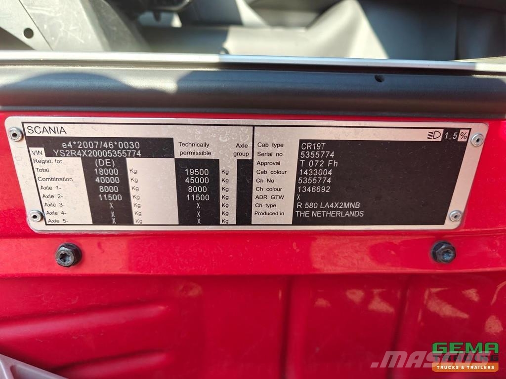 Scania R580 V8 4x2 TopLine Euro6 - Retarder - Skirts - Fu Sattelzugmaschinen