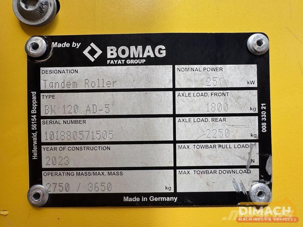 Bomag BW120 AD-5 TOP! - tandem roller - Rops - 176 hours مداحل ثنائية الاسطوانة