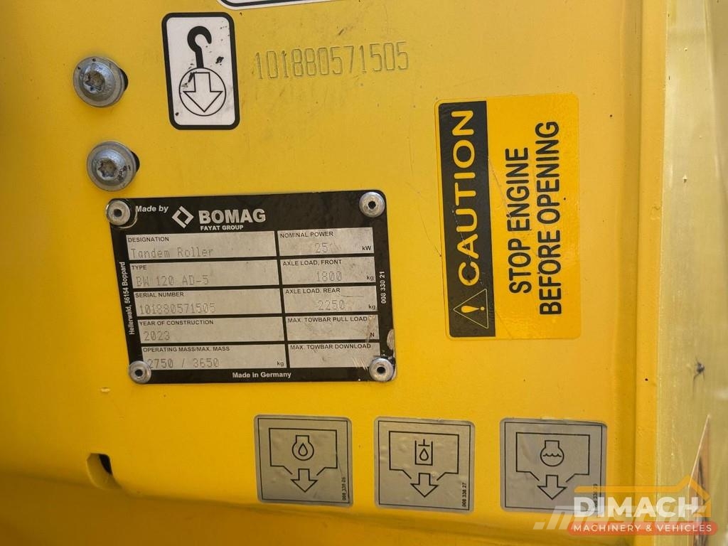 Bomag BW120 AD-5 TOP! - tandem roller - Rops - 176 hours مداحل ثنائية الاسطوانة