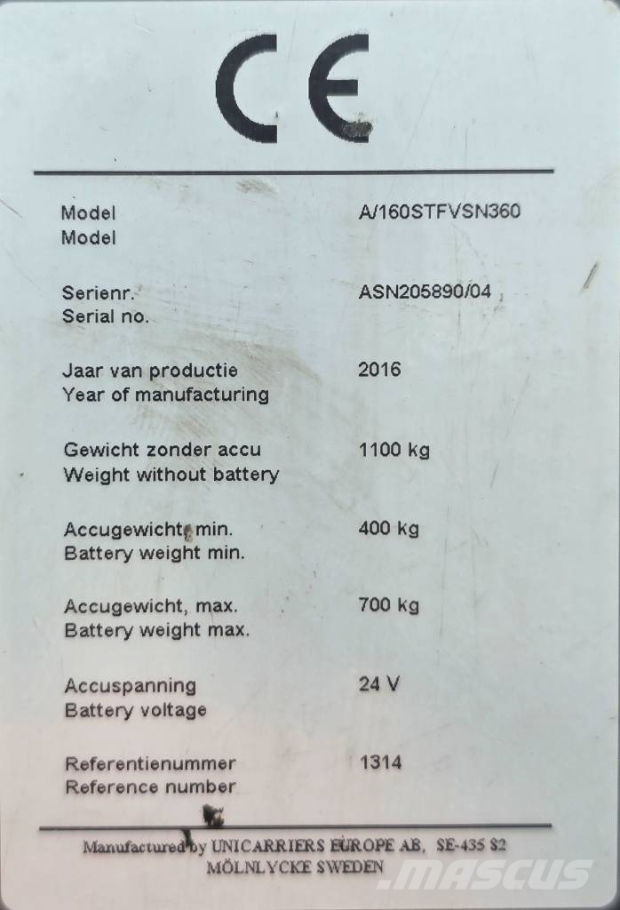 UniCarriers ASN 160 STFV 3600mm Viljuškari sa pomičnim stupom