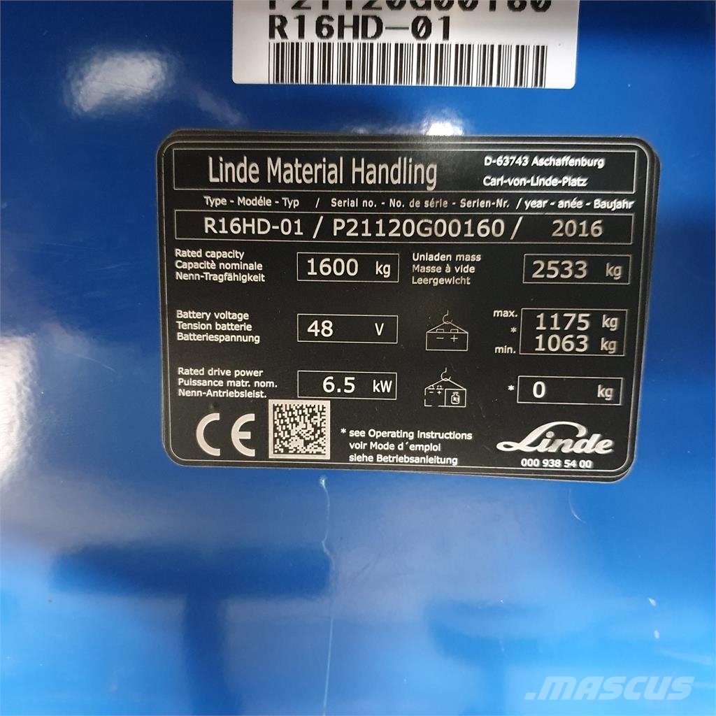 Linde R16HD Schubmaststapler