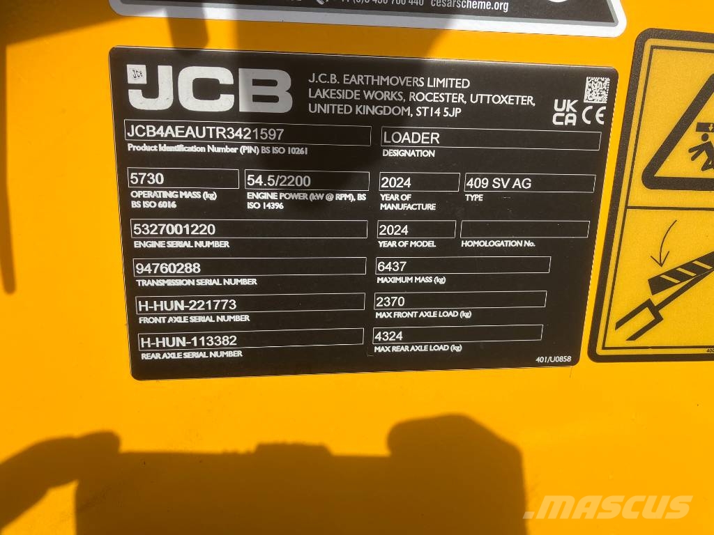 JCB 409 Nordic Edition + klippdäck Φορτωτές με λάστιχα (Τροχοφόροι)
