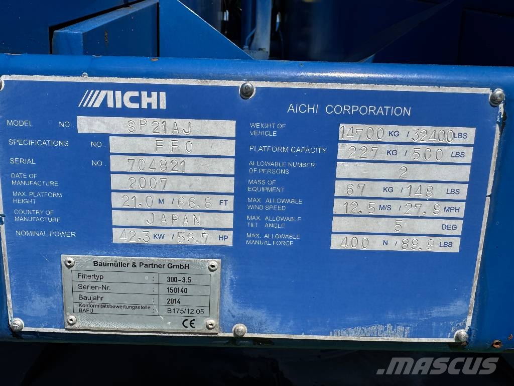 Aichi SP 21 AJ Teleskoparbeitsbühne Allrad 4x4 Telescoophoogwerkers