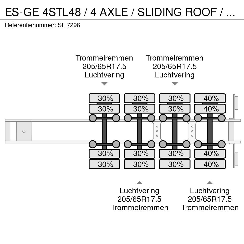 Es-ge 4STL48 / 4 AXLE / SLIDING ROOF / EXPANDABLE / LIFT Semirremolques de góndola rebajada