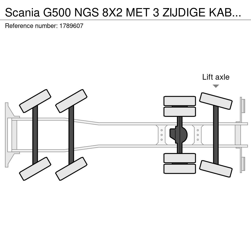 Scania G500 NGS 8X2 MET 3 ZIJDIGE KABELSYSTEEM + HIAB 362 Camiones grúa