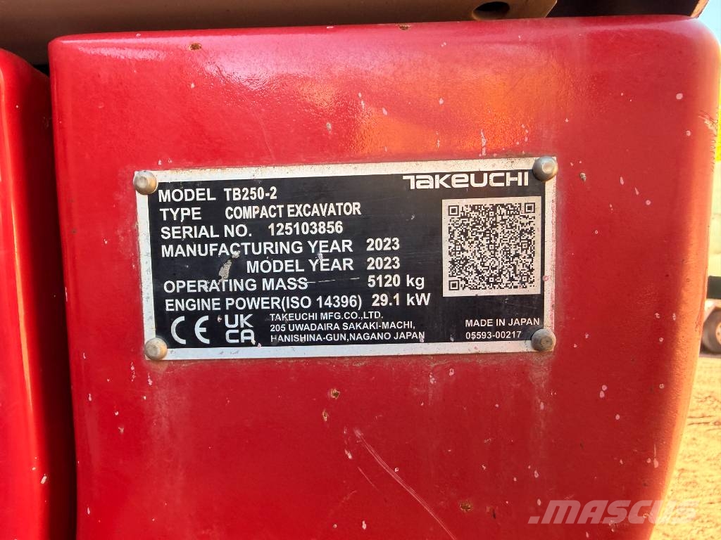 Takeuchi TB250-2 5 Ton Excavator Minigravere <7t