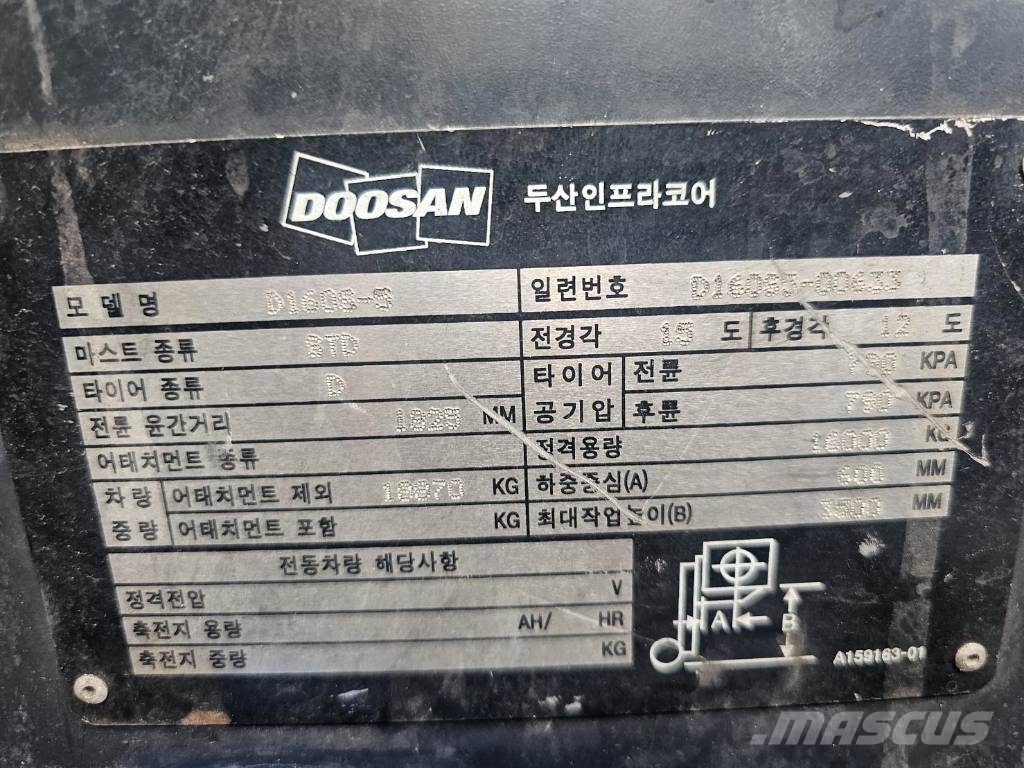 Doosan D 160 S-5 디젤 지게차