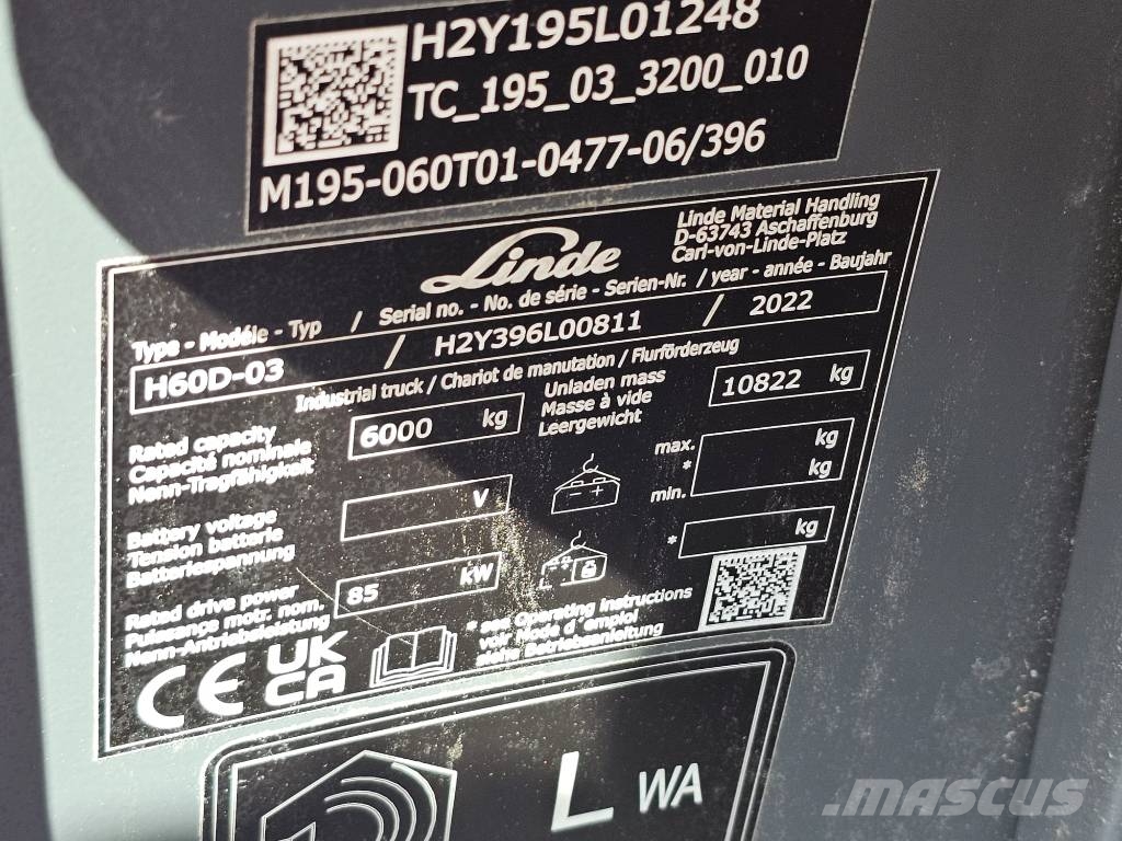 Linde H60D-03 Triplex Diesel heftrucks