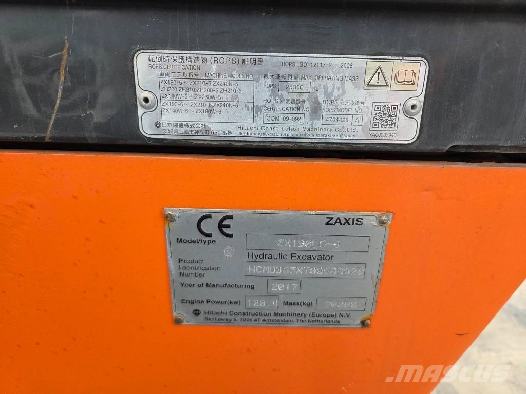 Hitachi ZX 190 LC-6, Rotatin GRAIFER, RAISING CAB, New pad Telakaivukoneet