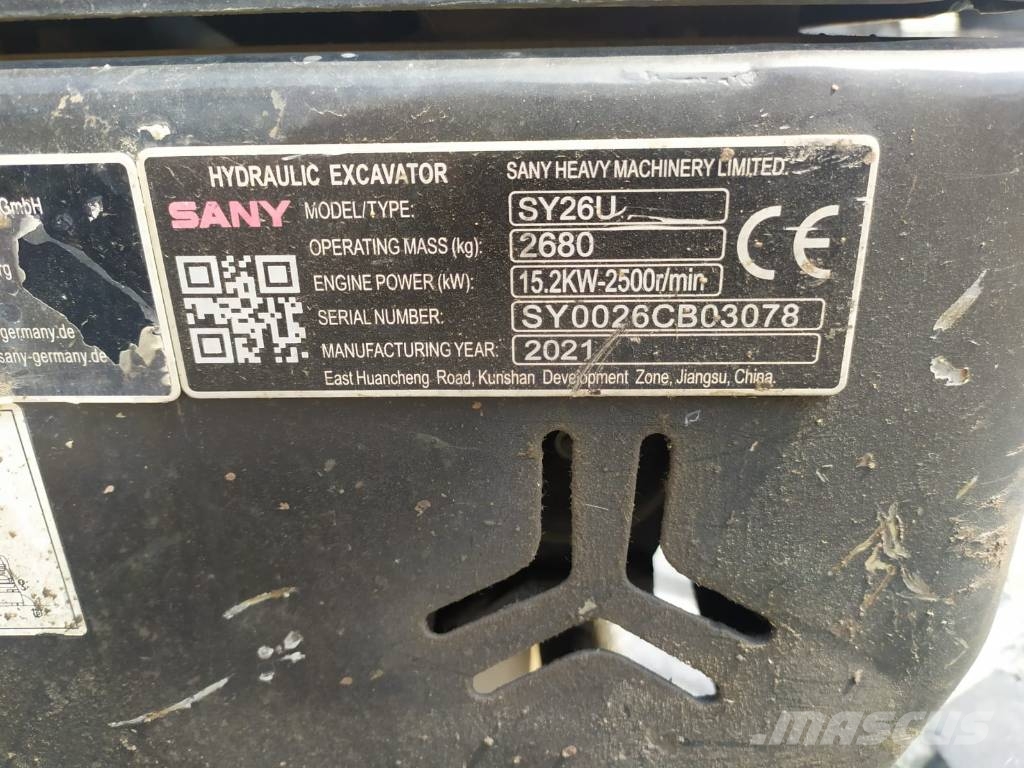 Sany SY 26 U Mini Escavadoras <7t