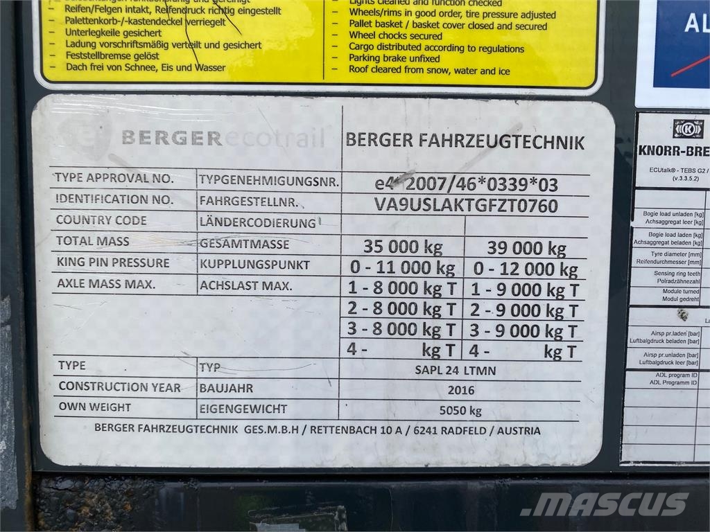 Berger Iný model VIN 760 نصف مقطورات بباب جانبي