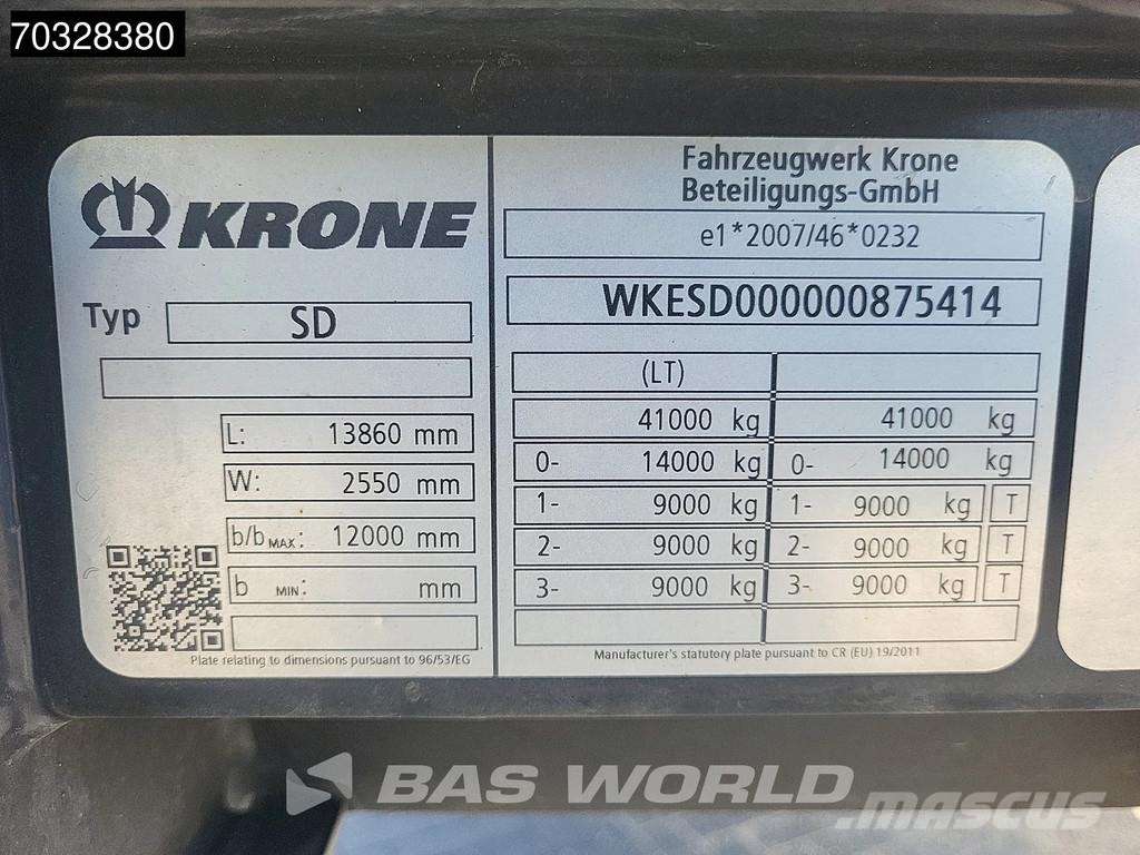 Krone SD 3 axles Anti Vandalism Sliding Roof Perdeli yari çekiciler