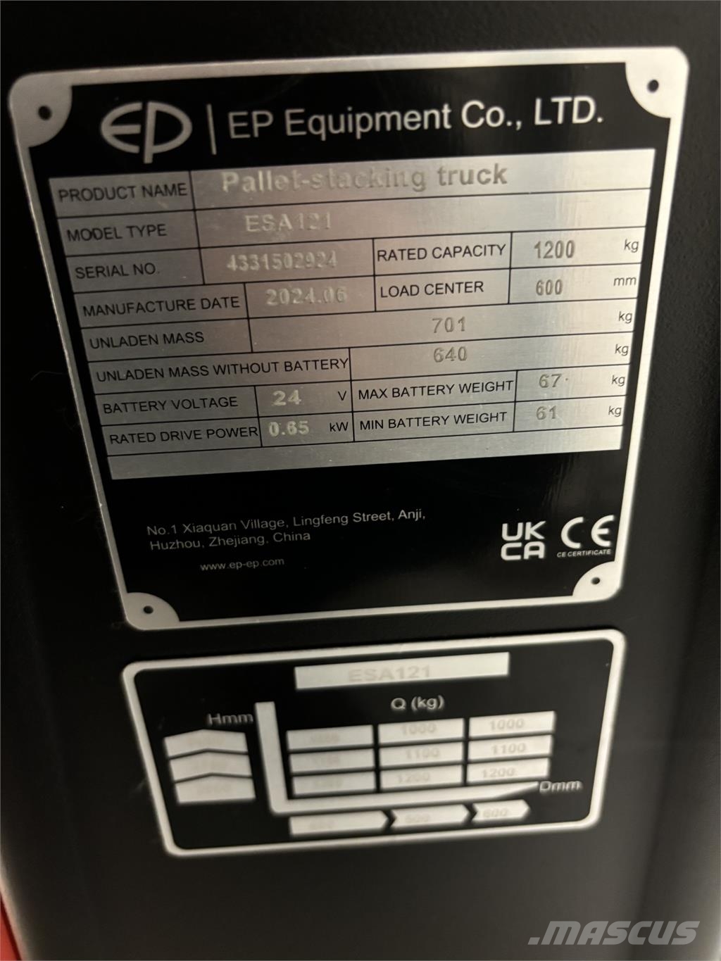 EP Equipment ESA 121 Stand-in stackers