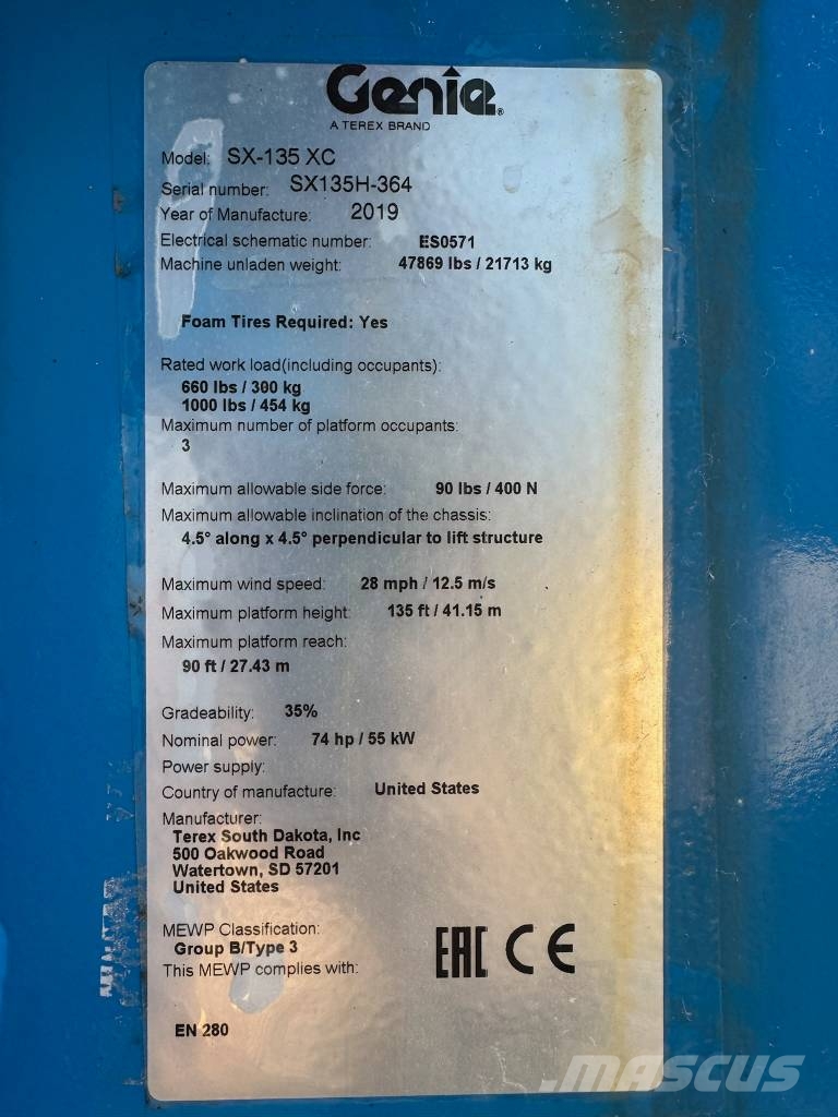 Genie SX 135 XC Telescopic boom lifts