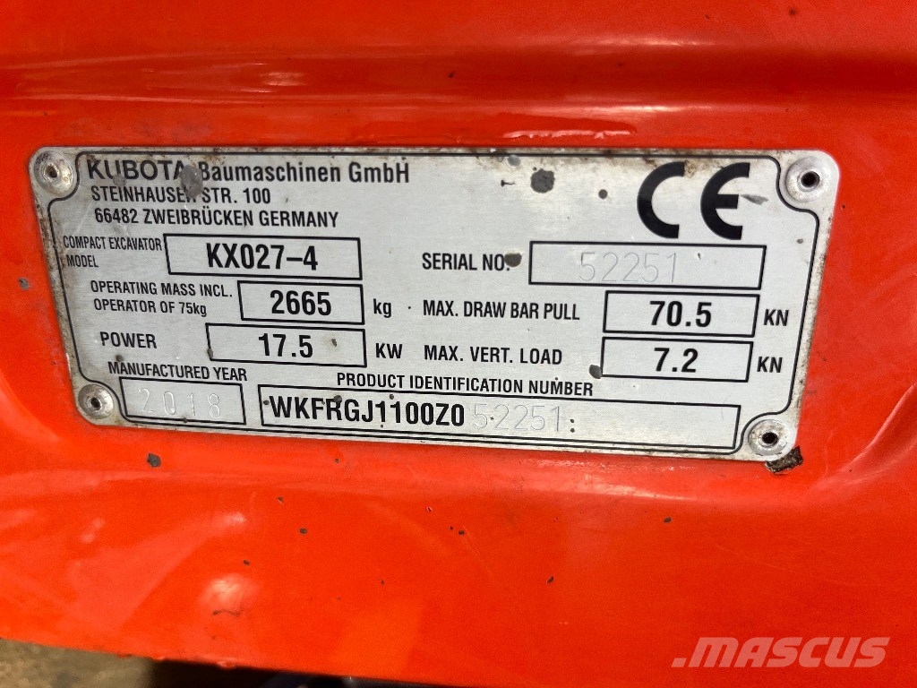 Kubota KX 027-4 Miniekskavaatorid < 7 t