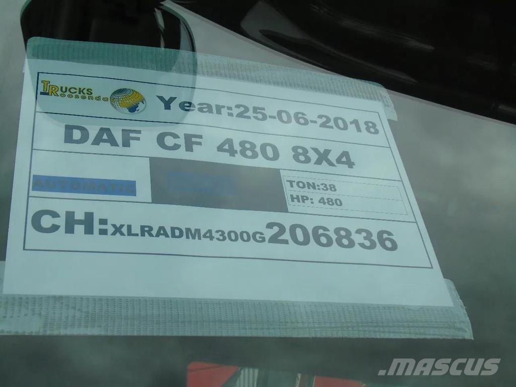 DAF CF 480 + FASSI 16T/M + 20T HOOK + 8X4 + REMOTE Всъдеходни кранове
