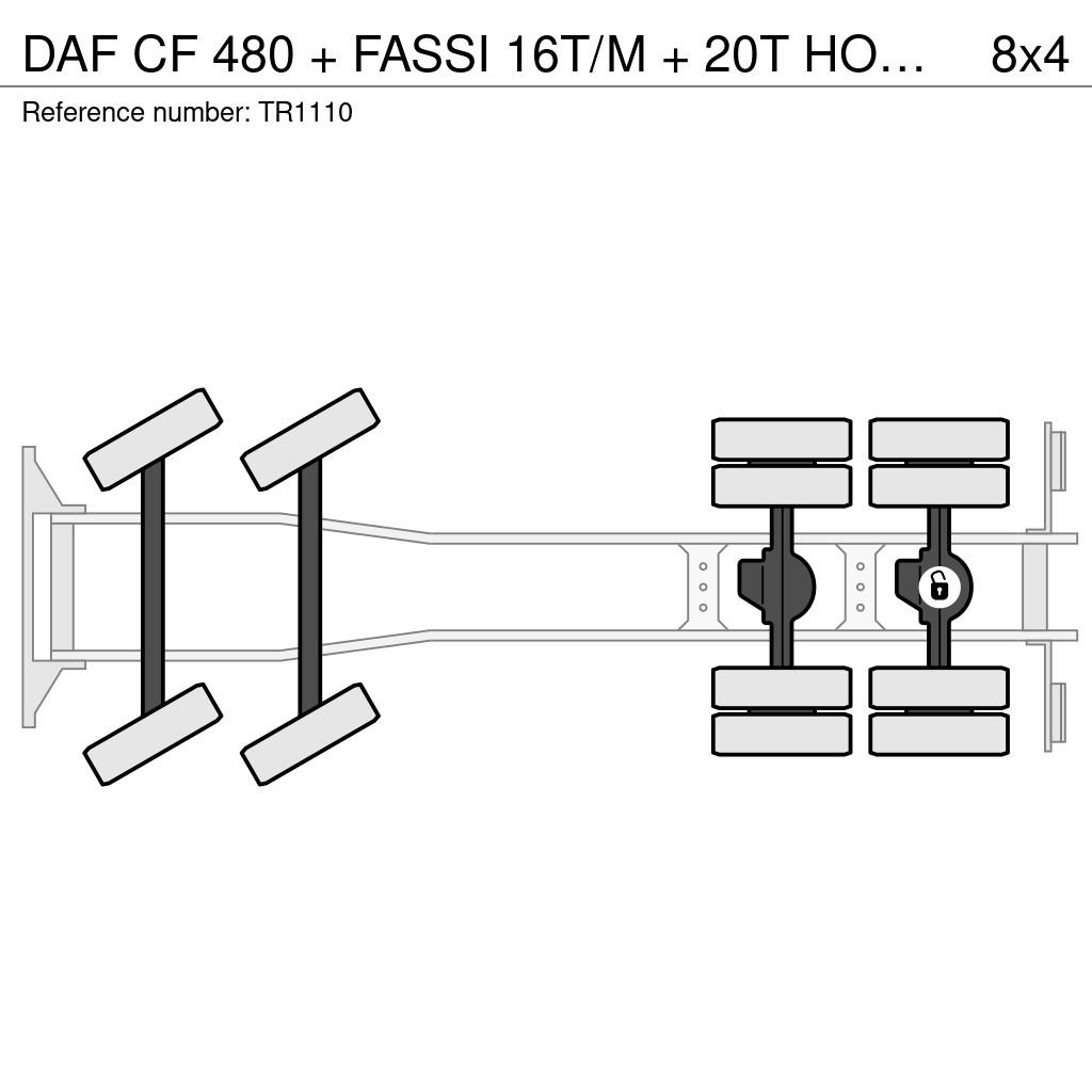 DAF CF 480 + FASSI 16T/M + 20T HOOK + 8X4 + REMOTE Всъдеходни кранове