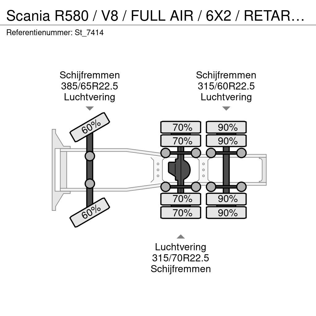 Scania R580 / V8 / FULL AIR / 6X2 / RETARDER / BOOGIE Седельные тягачи