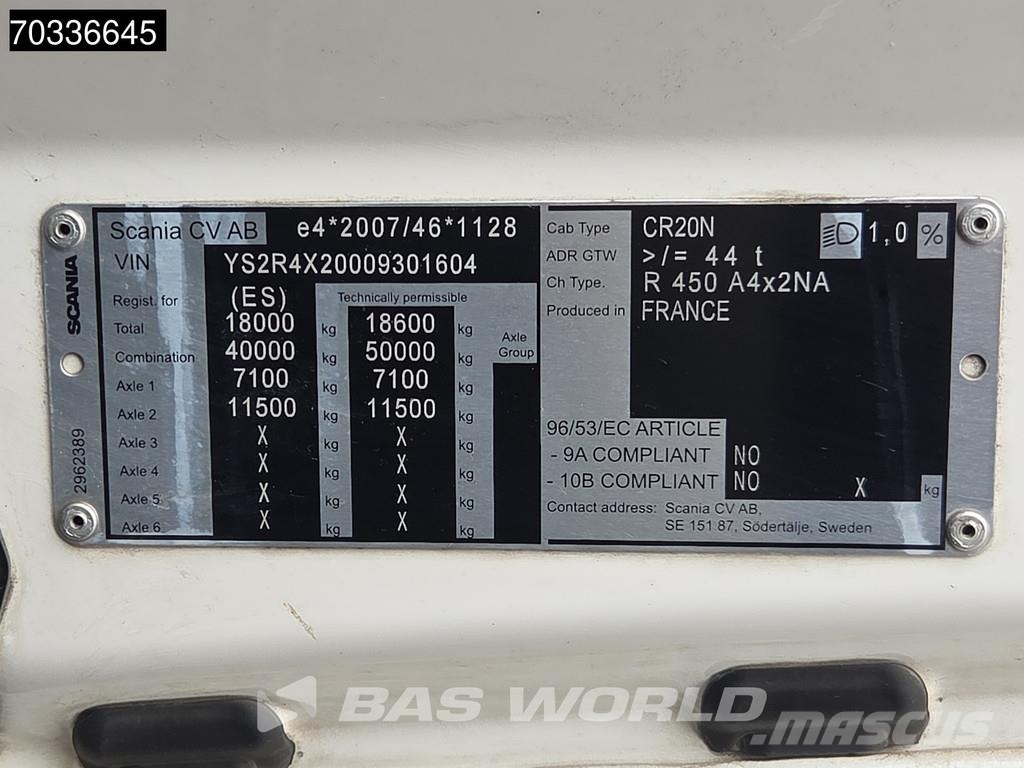 Scania R450 4X2 Retarder 2x Tanks ITV 05-2027 ACC PTO Alc Tegljači