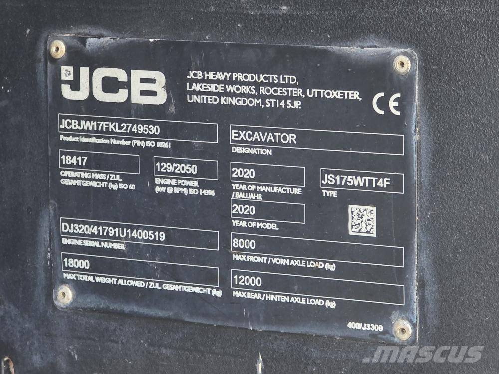 JCB JS 175 W Excavadoras de ruedas