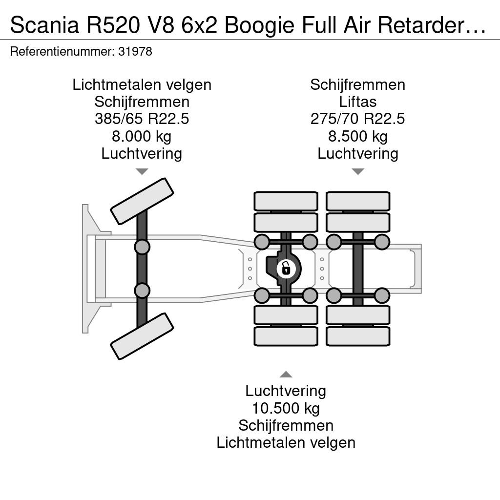 Scania R520 V8 6x2 Boogie Full Air Retarder *710 Tkm* Eur 中古トラクターヘッド | トレーラーヘッド