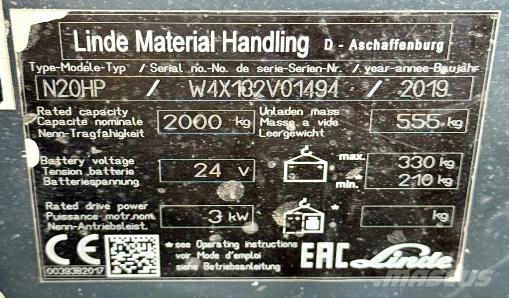 Linde N20HP/132 低架装载机