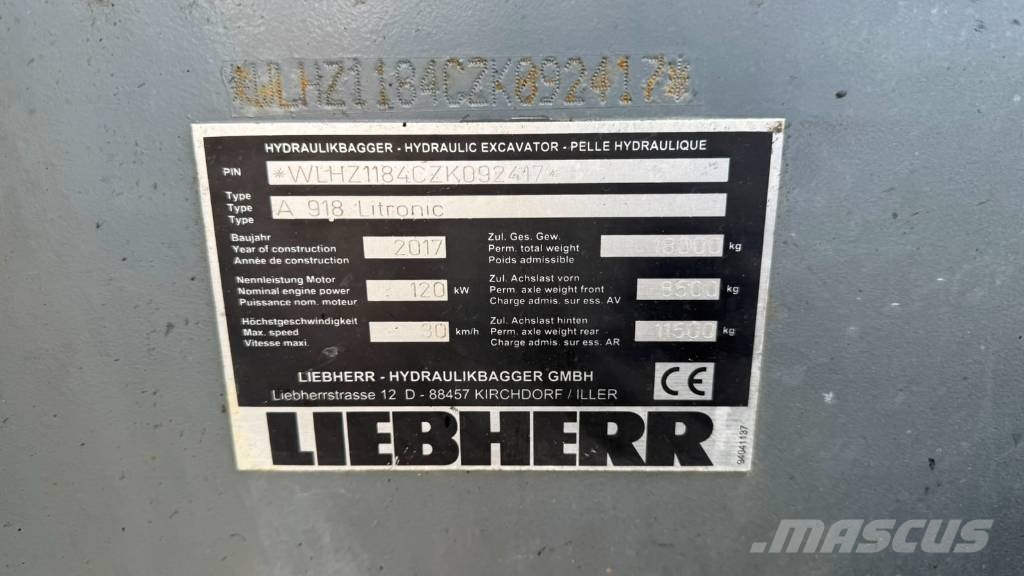 Liebherr A 918 Litronic Ratasekskavaatorid
