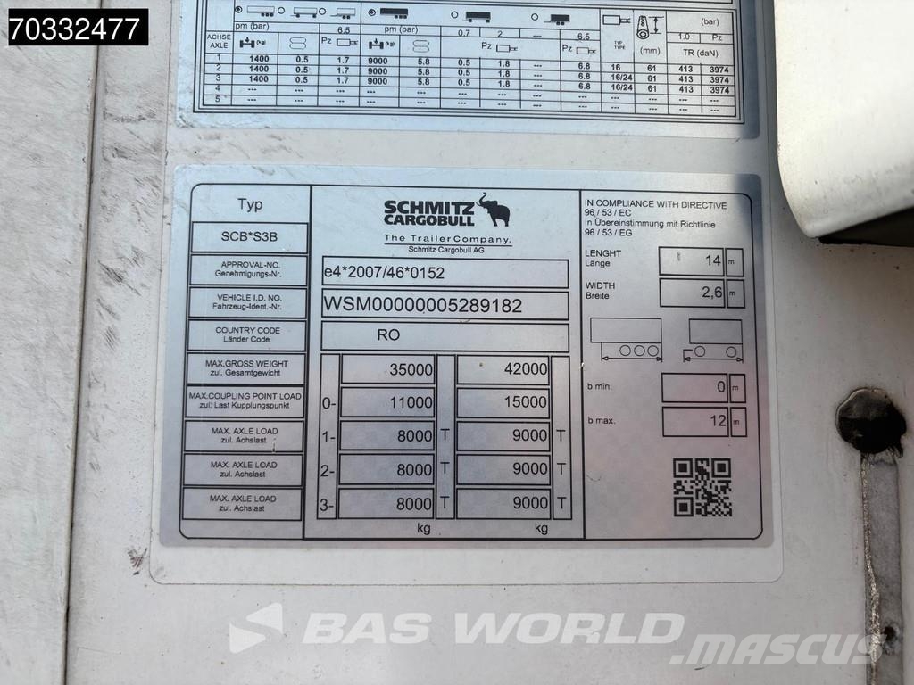 Schmitz Cargobull SCB*S3B Blumenbreit Palettenkasten Liftachse نصف مقطورات بدرجة حرارة قابلة للضبط