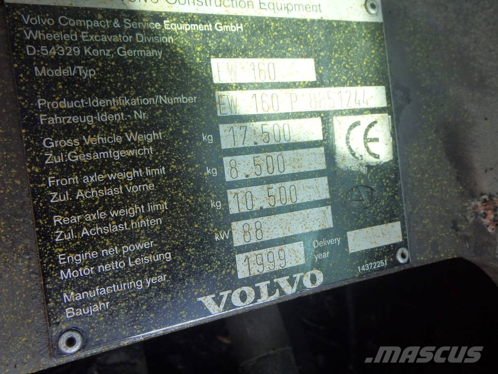 Volvo EW 160 Engconilla Ekskavatori uz riteņiem