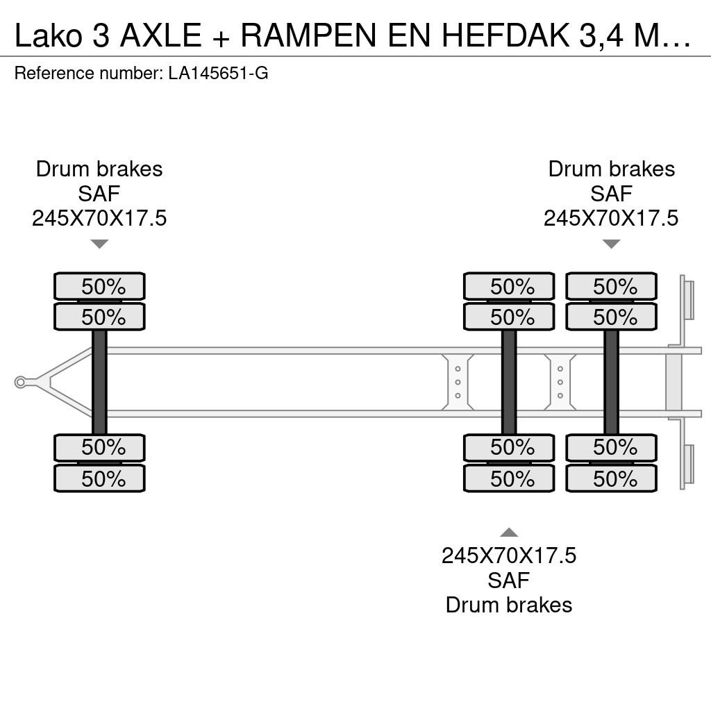 Lako 3 AXLE + RAMPEN EN HEFDAK 3,4 M Plataformas bajas