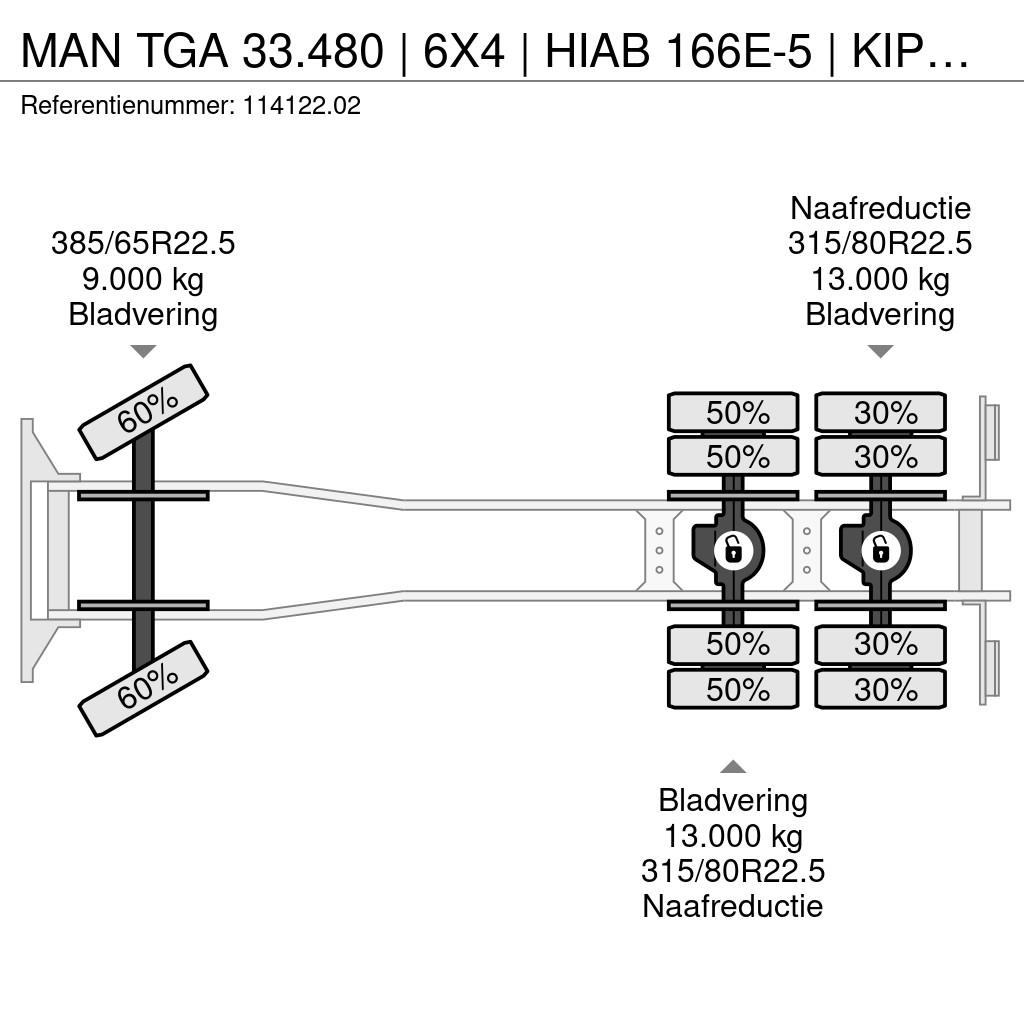 MAN TGA 33.480 | 6X4 | HIAB 166E-5 | KIPPER | FULL STE Kiper tovornjaki
