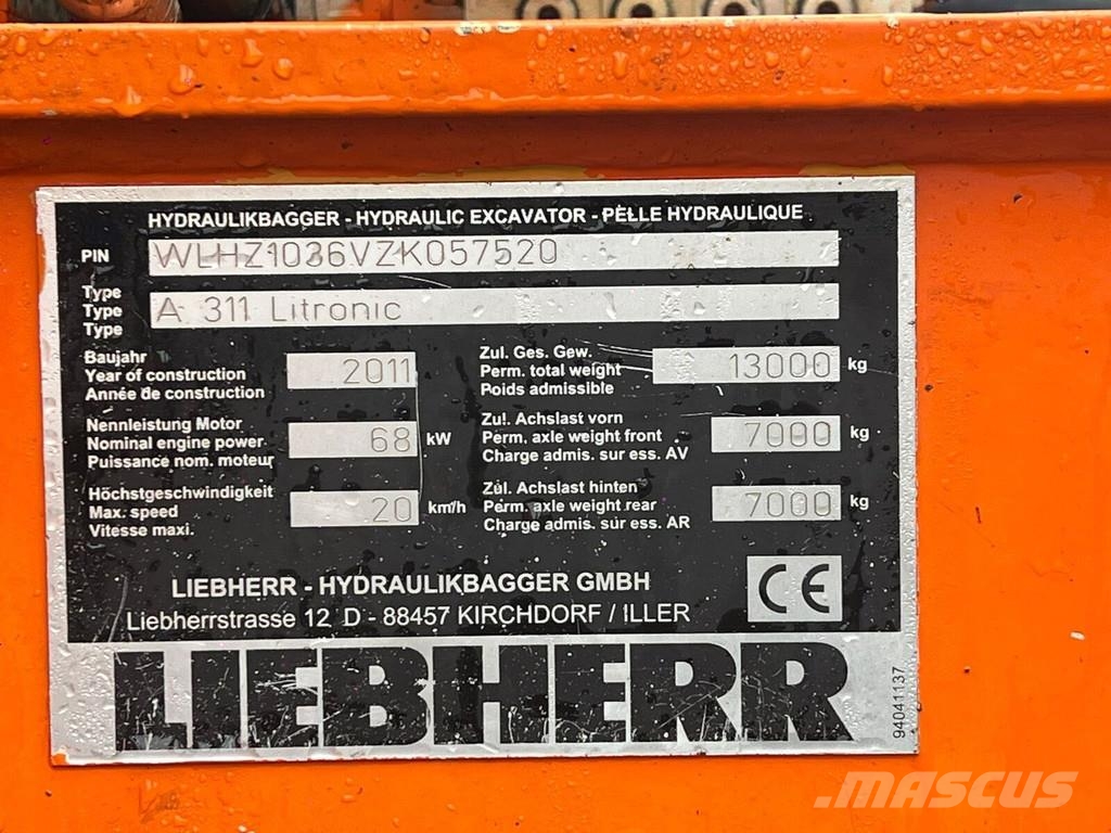 Liebherr A 311 Litronic Wielgraafmachines