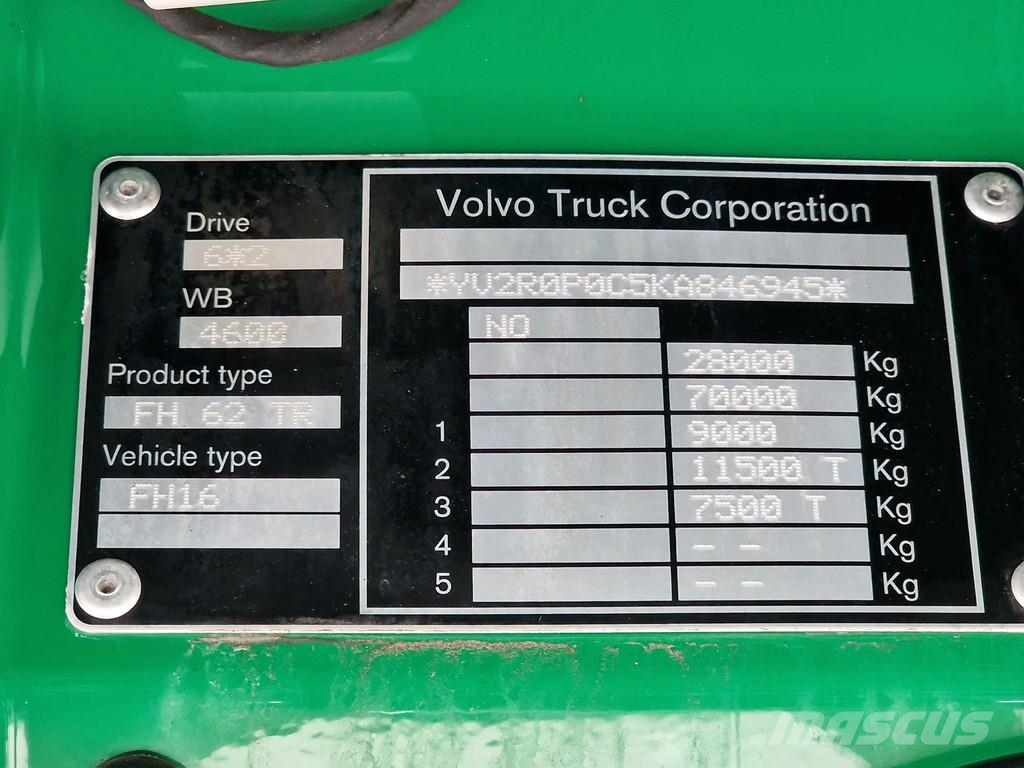 Volvo FH 16.750 6x2*4 - Low roof - 4.60 WB - Full air - Važiuoklė su kabina
