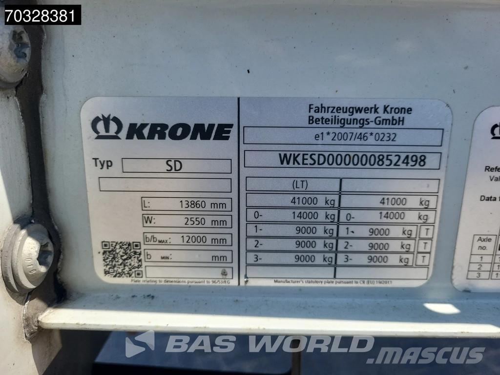 Krone SD 3 axles Anti Vandalism Sliding Roof Perdeli yari çekiciler