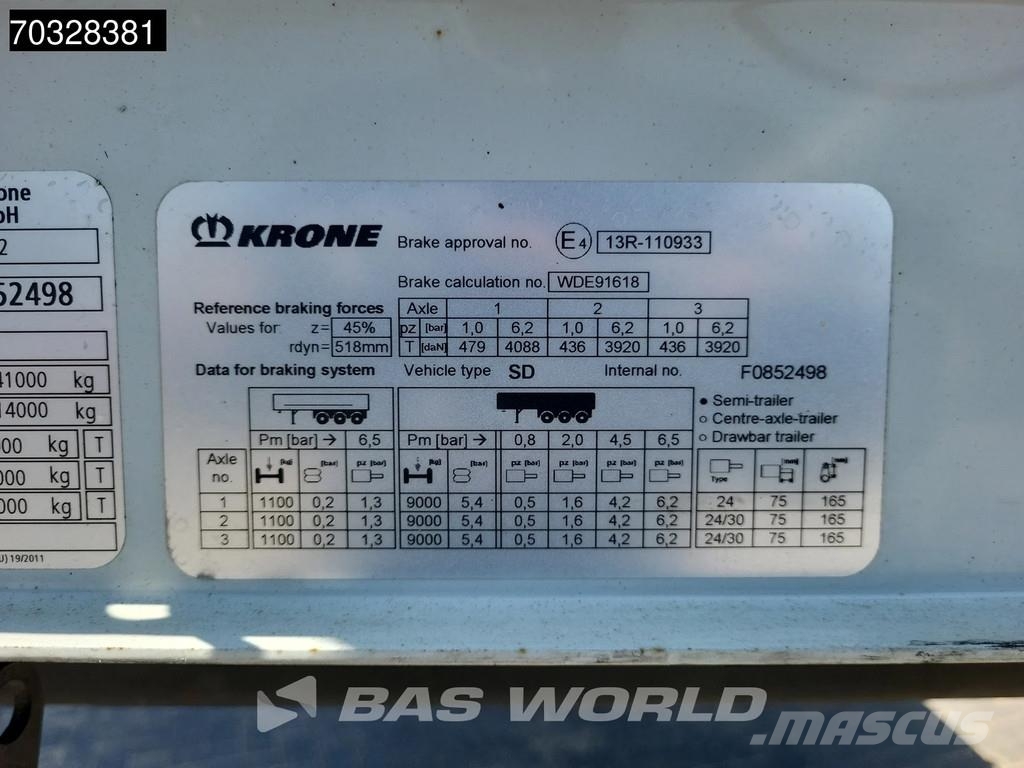Krone SD 3 axles Anti Vandalism Sliding Roof Perdeli yari çekiciler