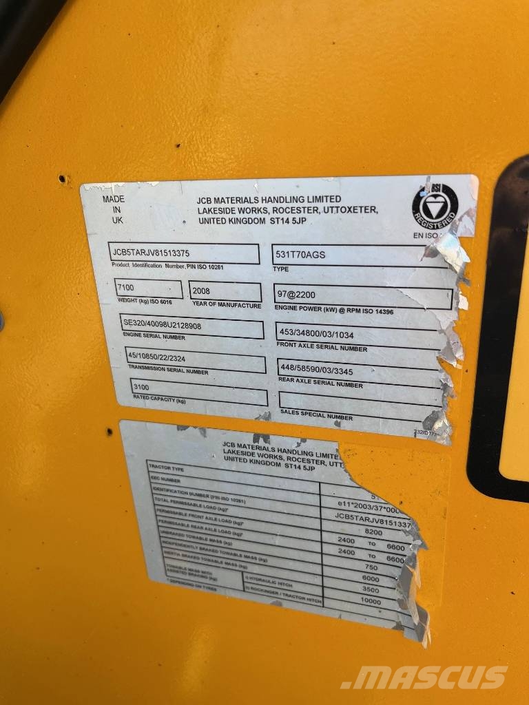JCB 531-70 Agri Plus Verreikers voor landbouw