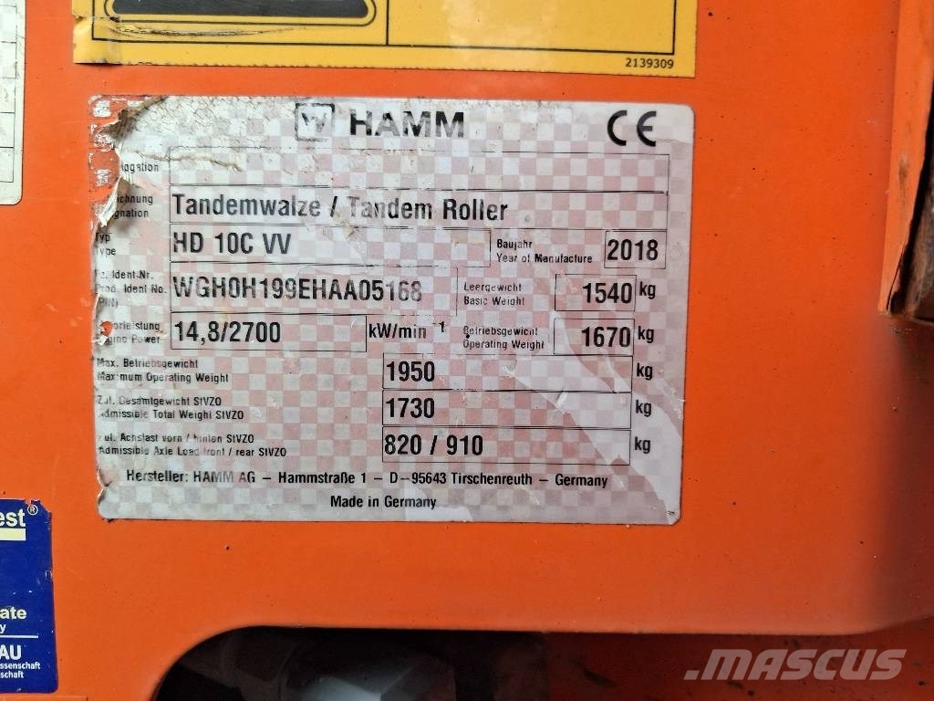 Hamm HD 10 C VV Porinių būgnų volai