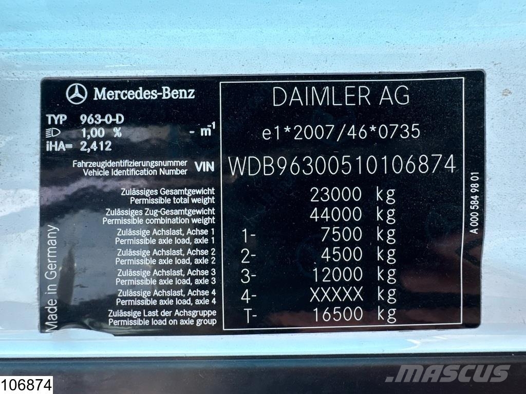 Mercedes-Benz Actros 2548 6x2, EURO 6, Retarder, Standairco Châssis cabine