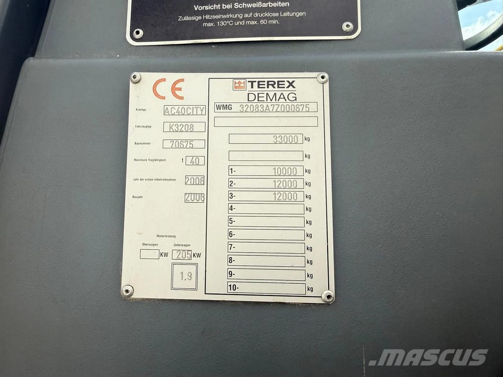 Terex Demag AC40 Crane 32 meters German Registration Good Cond Grúas todo terreno