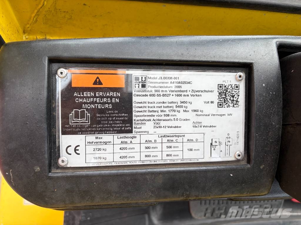 Hyster J 3.00 XM 3000kg Electric forklift Electric forklifts