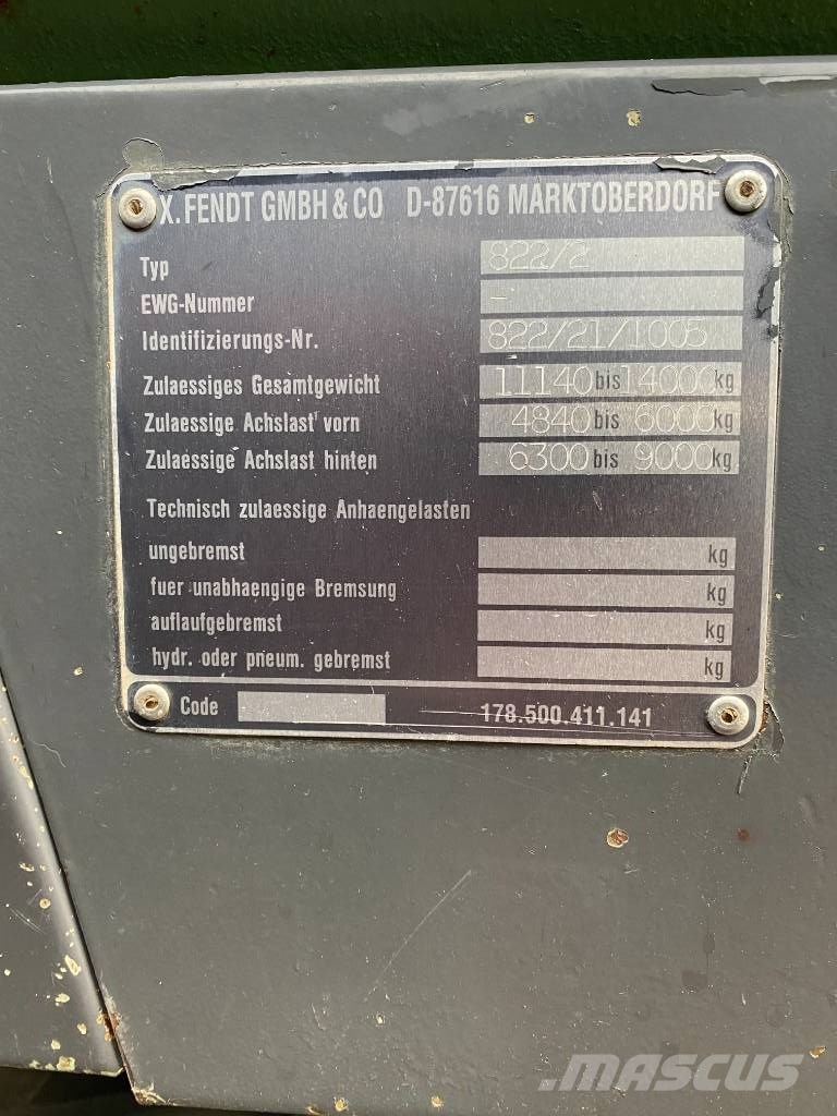Fendt 822 TURBOSHIFT 1er Main/Certificat CE endommagé Traktorid